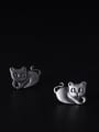 thumb 925 Sterling Silver Icon Cat Vintage Stud Earring 1
