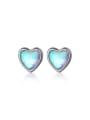thumb 925 Sterling Silver Rhinestone Heart Minimalist Stud Earring 0