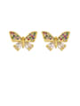 thumb Brass Cubic Zirconia Butterfly Dainty Stud Earring 1