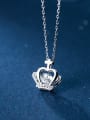 thumb 925 sterling silver cubic zirconia Fashion simple cross crown necklace 0