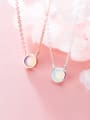 thumb 925 Sterling Silver Opal Round Minimalist Necklace 0