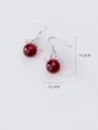 thumb 925 Sterling Silver With Platinum Plated Ethnic  Red Carnelian Hook Earrings 2