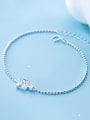 thumb 925 Sterling Silver Cubic Zirconia White Square Minimalist Beaded Bracelet 3