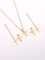 thumb Alloy Minimalist  Cross Tassel Earring and Necklace Set 1