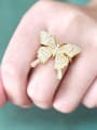 thumb Brass Cubic Zirconia Geometric Statement Butterfly  Band Ring 1