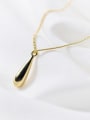 thumb 925 Sterling Silver Simple glossy water drop pendant Necklace 0