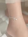 thumb 925 Sterling Silver Cubic Zirconia Heart Minimalist  Anklet 3