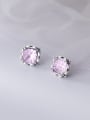thumb 925 Sterling Silver Cubic Zirconia Square Vintage Stud Earring 0