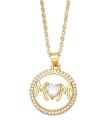 thumb Brass Cubic Zirconia Letter Vintage Round Pendant Necklace 0