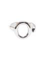 thumb 925 Sterling Silver Hollow Smooth Geometric Vintage Band Ring 0