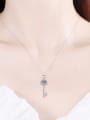 thumb Sterling Silver Moissanite Key Dainty Necklace 1