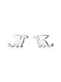 thumb 925 Sterling Silver Smooth Irregular Cute Stud Earring 3