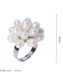 thumb Brass Freshwater Pearl Flower Vintage Band Ring 4