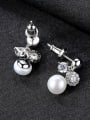 thumb 925 Sterling Silver Freshwater Pearl Round Ball Trend Drop Earring 2