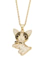 thumb Brass Cubic Zirconia animal Vintage Dragonfly Dog Pendant Necklace 1