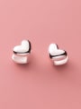 thumb 925 Sterling Silver Smooth  Heart Minimalist Stud Earring 0