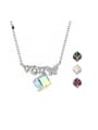 thumb 925 Sterling Silver Austrian Crystal Square Classic Necklace 0