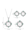 thumb Brass Cubic Zirconia Luxury Square Earring Ring and Necklace Set 2