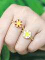 thumb Brass Enamel Smiley Flower Cute Band Ring 1