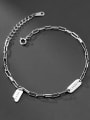 thumb 925 Sterling Silver Simple square brand letters LUCKY chain bracelet 1
