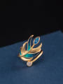 thumb 925 Sterling Silver Enamel Feather Vintage Band Ring 1