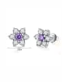 thumb 925 Sterling Silver Cubic Zirconia Flower Classic Stud Earring 1