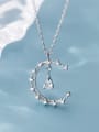 thumb 925 Sterling Silver  Water droplets simple crescent pendant  Necklace 2