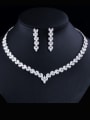 thumb Brass Cubic Zirconia Luxury Leaf  Earring and Necklace Set 4