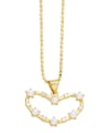 thumb Brass Imitation Pearl Heart Trend Necklace 1