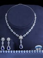 thumb Copper Cubic Zirconia Luxury Water Drop Earring and Necklace Set 2