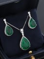 thumb Brass Cubic Zirconia Vintage Water Drop Earring Ring and Necklace Set 3