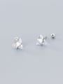 thumb 925 Sterling Silver Cubic Zirconia White Triangle Cute Stud Earrings 0