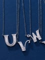 thumb 925 Sterling Silver Simple Fashion full diamond letters pendant  Necklace 0