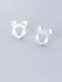 thumb 925 Sterling Silver Minimalist Hollow Mouse  Stud Earring 0
