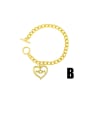 thumb Brass Cubic Zirconia Heart Vintage Link Bracelet 1