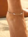 thumb 925 Sterling Silver Freshwater Pearl Geometric Minimalist Anklet 1