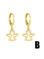 thumb Brass Rhinestone Wing Cute Angel Huggie Earring 4
