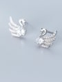 thumb 925 Sterling Silver Cubic Zirconia Swan Cute Stud Earring 0