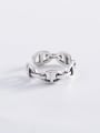 thumb 925 Sterling Silver Hollow Geometric Vintage Band Ring 1