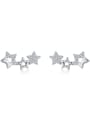 thumb 925 Sterling Silver Cubic Zirconia Five-pointed star Minimalist Stud Earring 0
