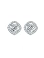 thumb 925 Sterling Silver Cubic Zirconia Square Dainty Stud Earring 3