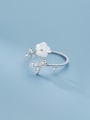 thumb 925 Sterling Silver Acrylic White Flower Minimalist Free Size Ring 2