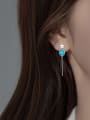 thumb 925 Sterling Silver Turquoise Tassel Minimalist Threader Earring 1