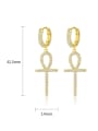 thumb Brass Cubic Zirconia Cross Dainty Huggie Earring 4