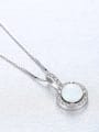 thumb 925 Sterling Silver Opal Simple round pendant Necklace 1