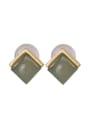 thumb 925 Sterling Silver Jade Geometric Vintage Stud Earring 3