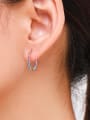 thumb 925 Sterling Silver Cubic Zirconia Geometric Minimalist Hoop Earring 1