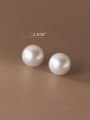thumb 925 Sterling Silver Freshwater Pearl Round Ball Minimalist Stud Earring 3