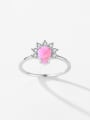 thumb 925 Sterling Silver Opal Heart Dainty Band Ring 3