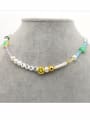 thumb Stainless steel Freshwater Pearl Multi Color Enamel Smiley Bohemia Necklace 2